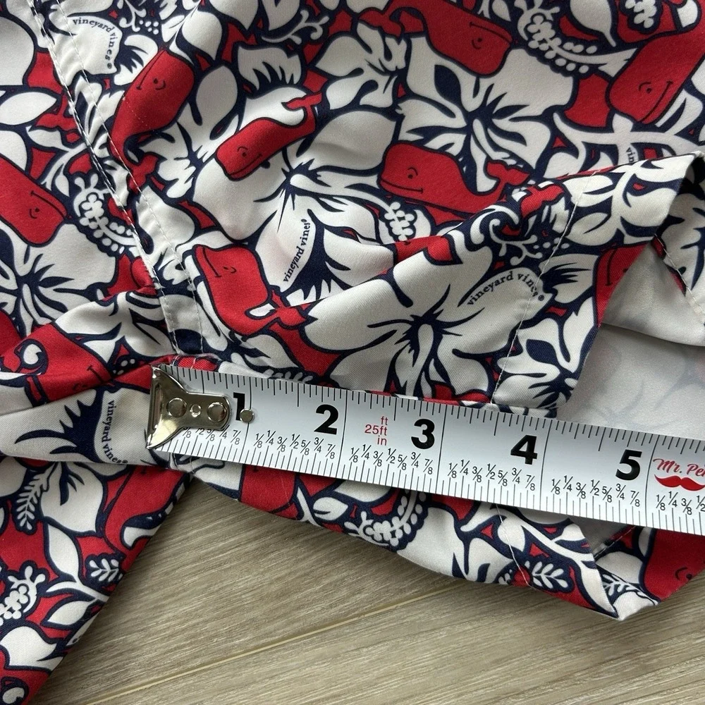 Vineyard Vines‎ Swim Trunks Boys Size XS(4/5) Red White Blue Whales Preppy Beach